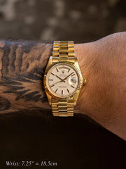 Rolex Day - Date Ref. 1803 – Non - Luminous Satin Champagne Dial (Unpolished) - The Arabian Watches