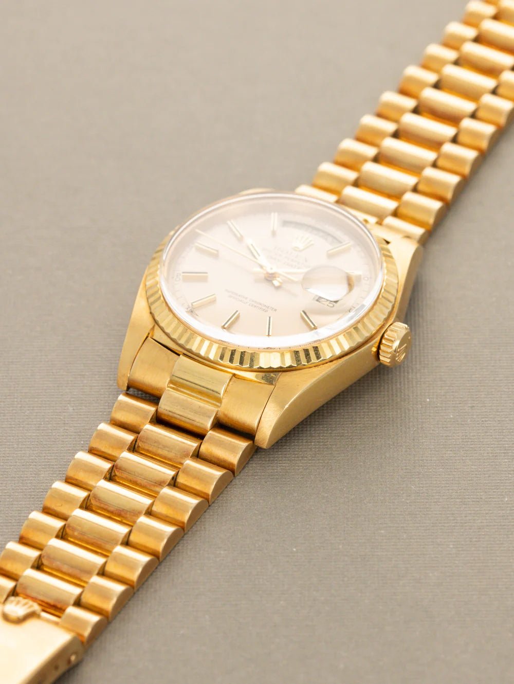 Rolex Day - Date Ref. 1803 – Non - Luminous Satin Champagne Dial (Unpolished) - The Arabian Watches